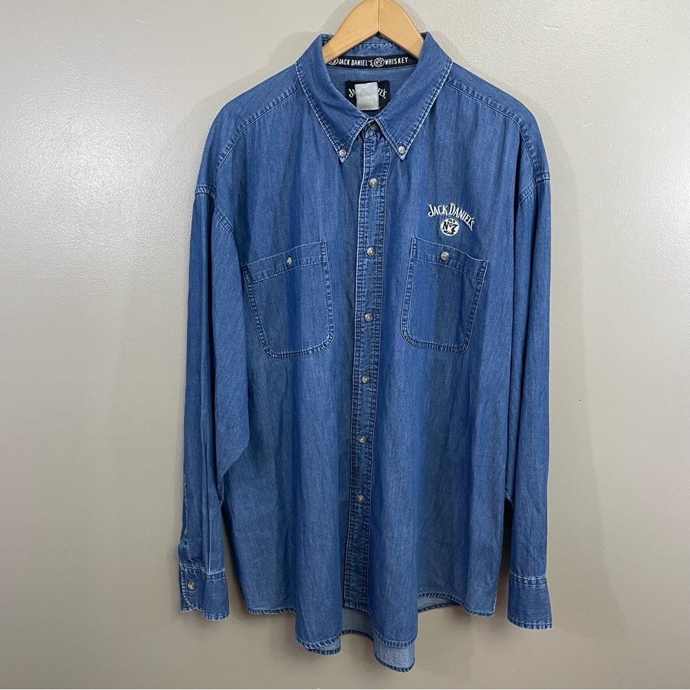 Jack Daniels Old No 7 Denim Shirt Mens 2XL Western Jean Cowboy Over Shirt
